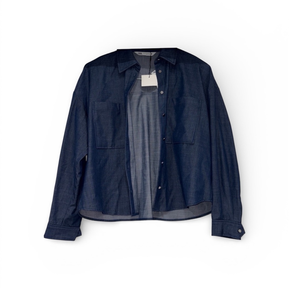 Zara Women's Blue Jean Button Down Shirt Size XS